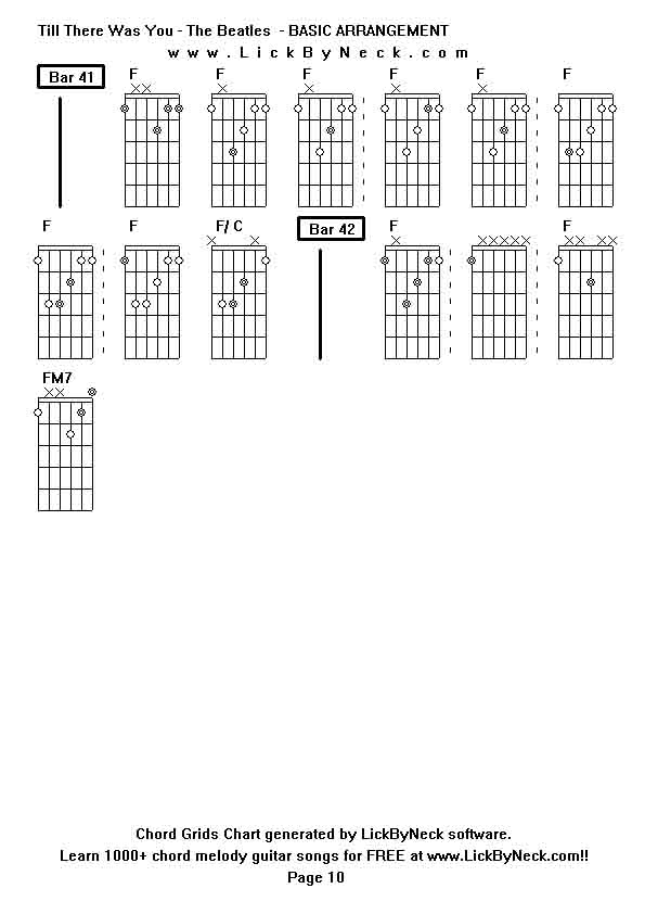 Chord Grids Chart of chord melody fingerstyle guitar song-Till There Was You - The Beatles  - BASIC ARRANGEMENT,generated by LickByNeck software.